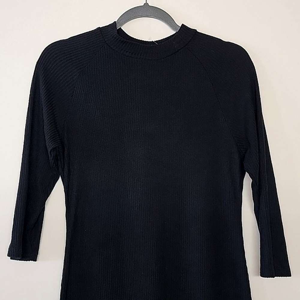 Heart & Hip Ribbed Knit Long Sleeve Mock Neck Dress